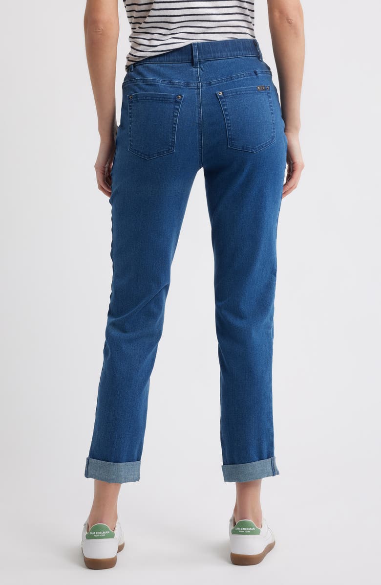 Hue High Waist Cuffed Straight Leg Denim Leggings, Alternate, color, Medium Wash