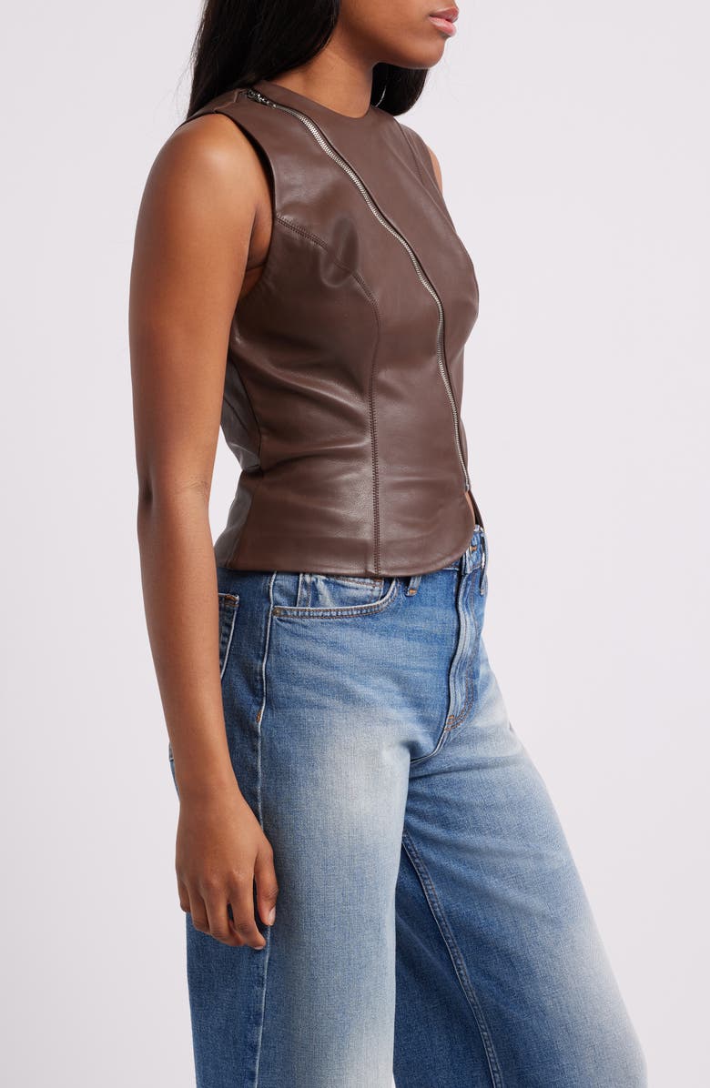 Mistress Rocks Zip Front Faux Leather Top, Alternate, color,