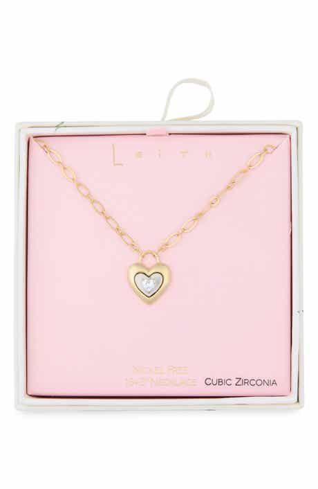 Leith Cubic Zirconia Heart Lock Necklace