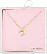 Leith Cubic Zirconia Heart Lock Necklace