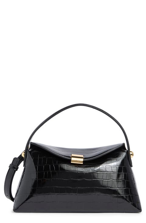 Emma Croc Embossed Top Handle Bag