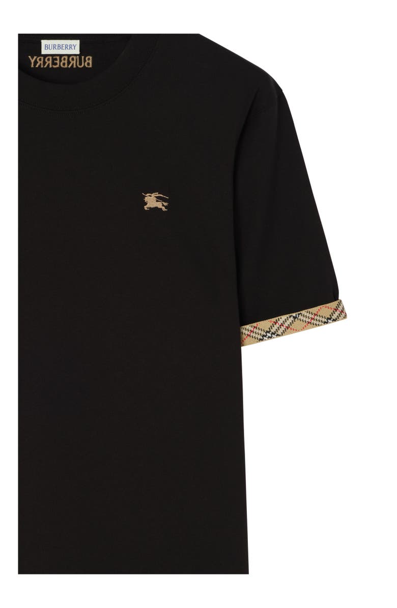Burberry Check Trim Cotton T-shirt, Alternate, color, Black
