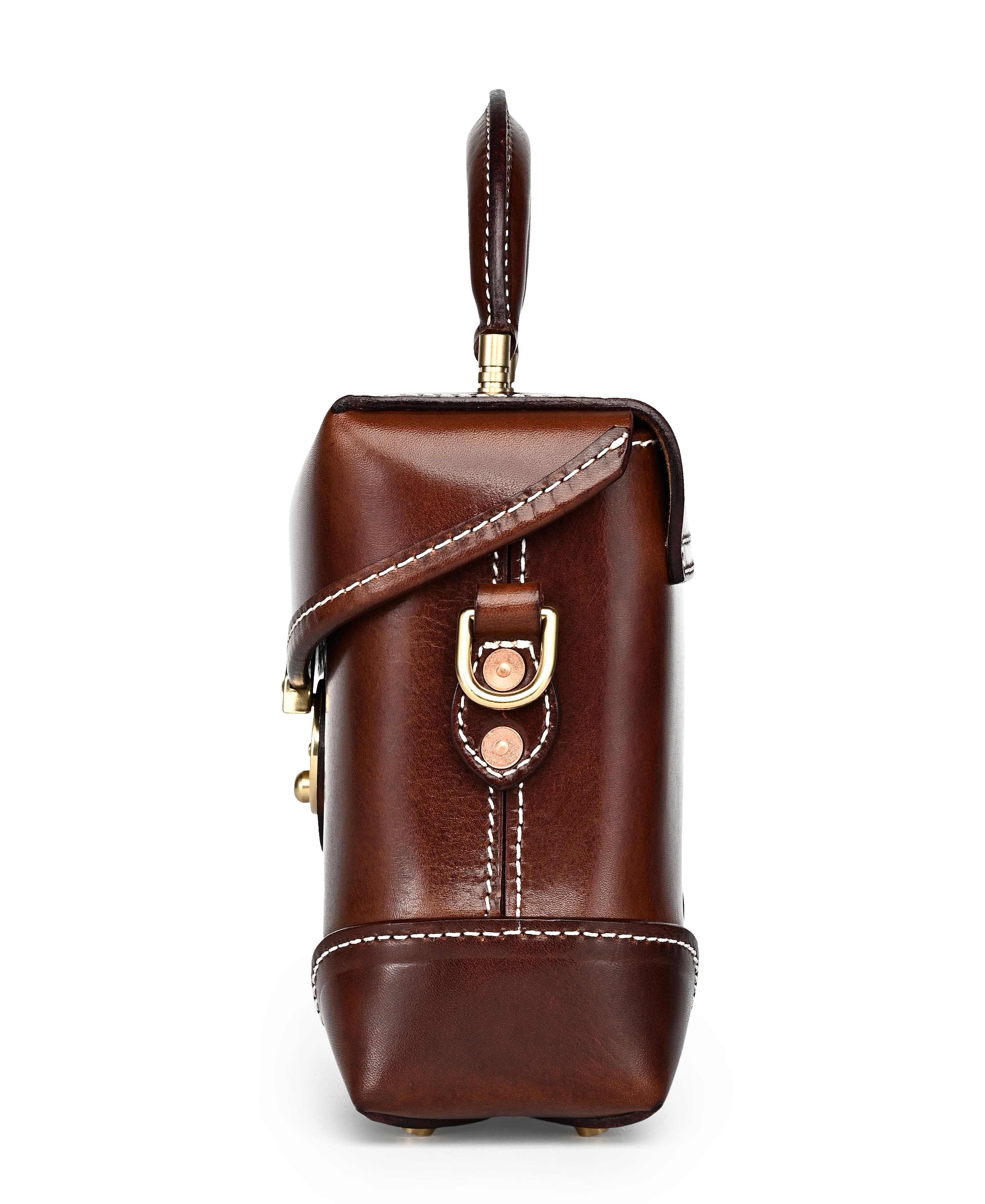 Azalea Genuine Leather Vintage Box Crossbody, Alternate, color, Taupe
