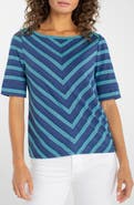 Liverpool Los Angeles Stripe Boat Neck Top