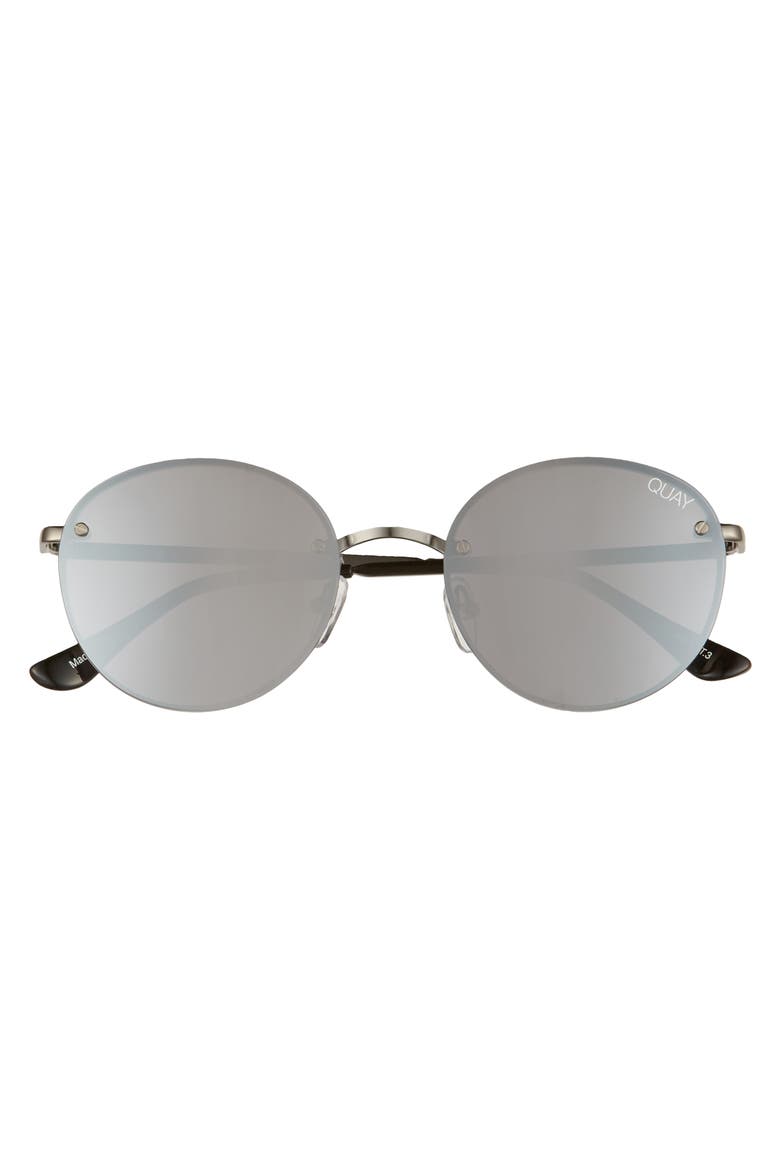 Australia x Elle Ferguson Farrah 53mm Round Sunglasses, Alternate, color, GUNMETAL/ SILVER