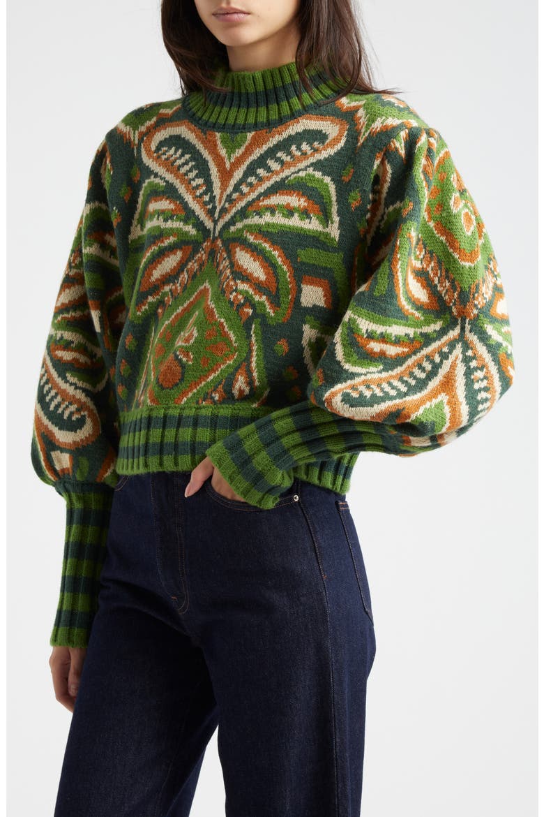 Pineapple Ikat Jacquard Sweater, Alternate, color, PINEAPPLE IKAT GREEN
