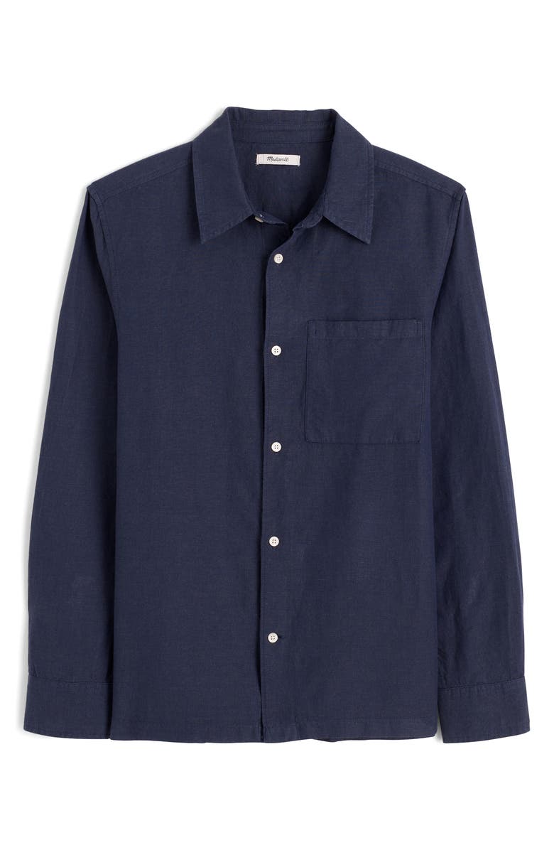 Madewell Stripe Linen & Cotton Button-Up Shirt, Alternate, color, Dark Indigo