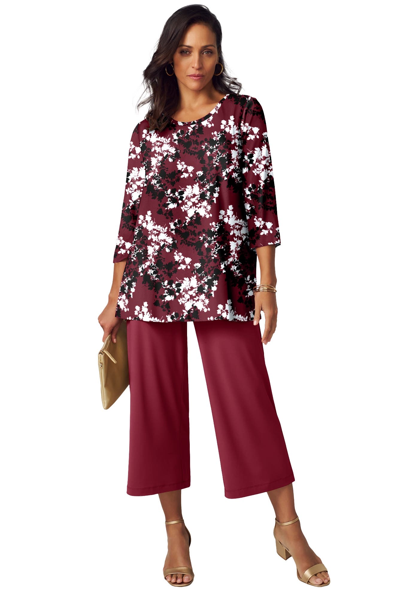 BURGUNDY GRAPHIC FLORAL