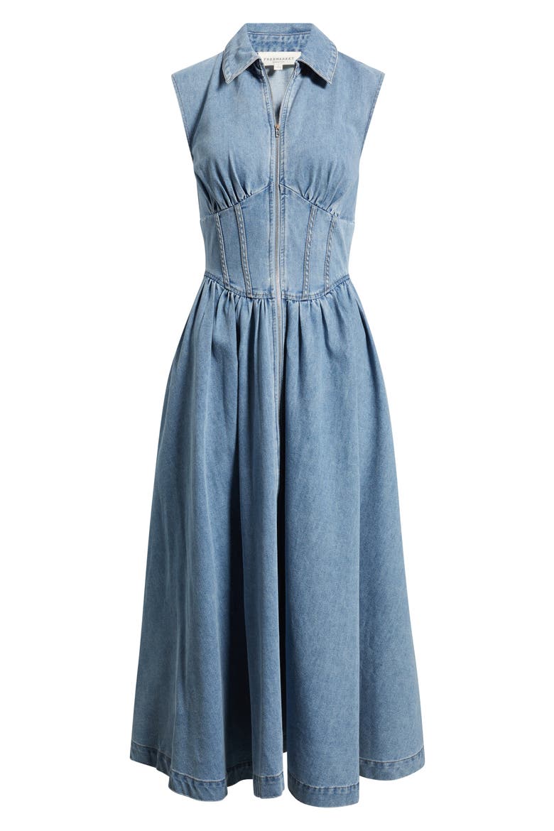 Denim MIdi Dress, Alternate, color, DENIM