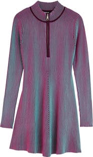 Desigual Long Sleeve Rib Half Zip Minidress