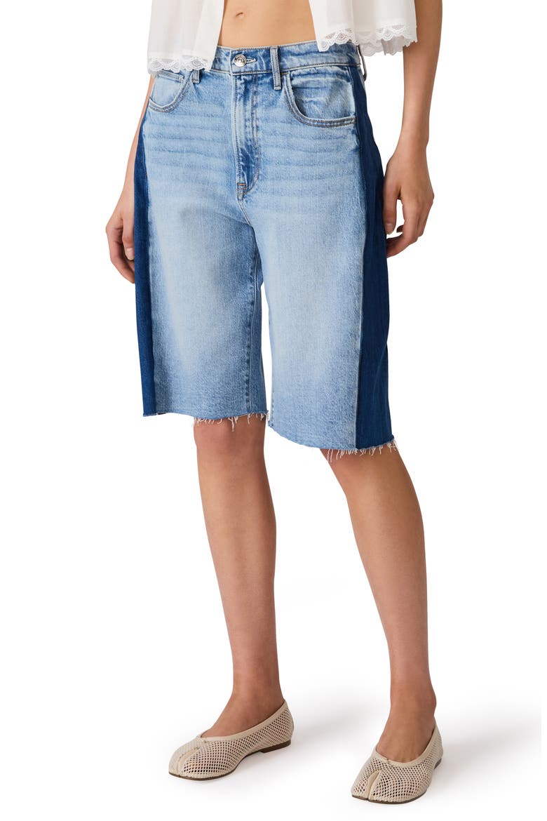 Sutten Two Tone Denim Cutoff Bermuda Shorts, Main, color, STORM BLUE