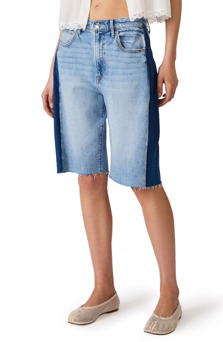 Steve Madden Sutten Two Tone Denim Cutoff Bermuda Shorts, Main, color, Storm Blue