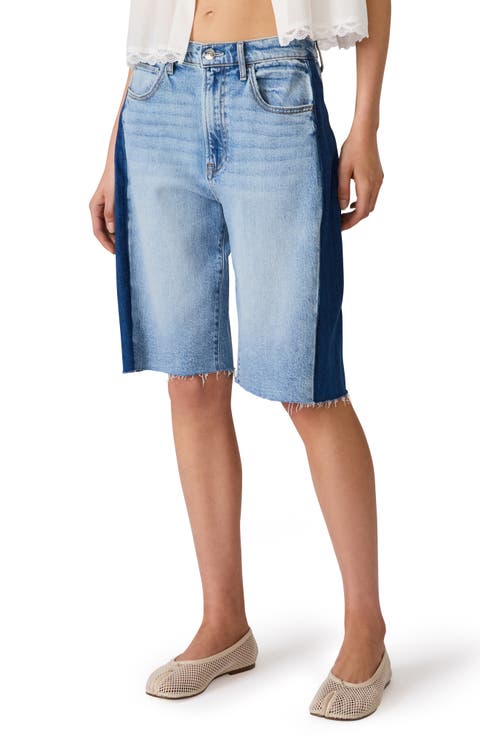 Sutten Two Tone Denim Cutoff Bermuda Shorts
