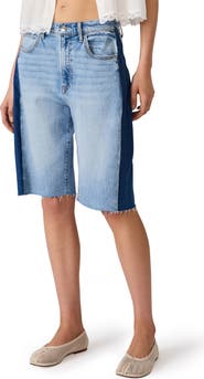 Steve Madden Sutten Two Tone Denim Cutoff Bermuda Shorts