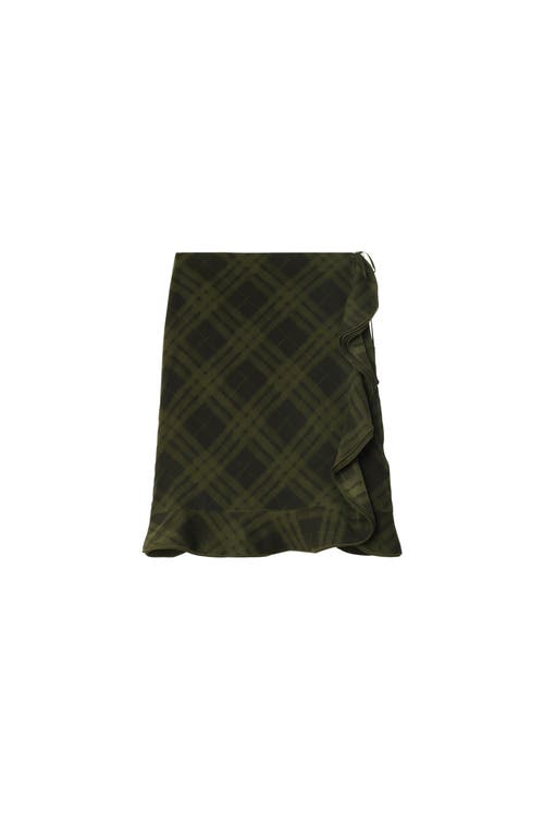 Burberry Check Silk Wrap Skirt In Green