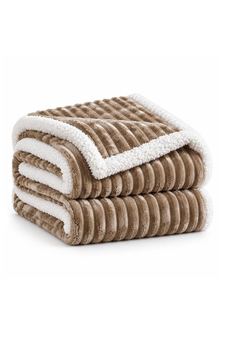 Plush Fleece Throw Blanket, Main, color, TAUPE