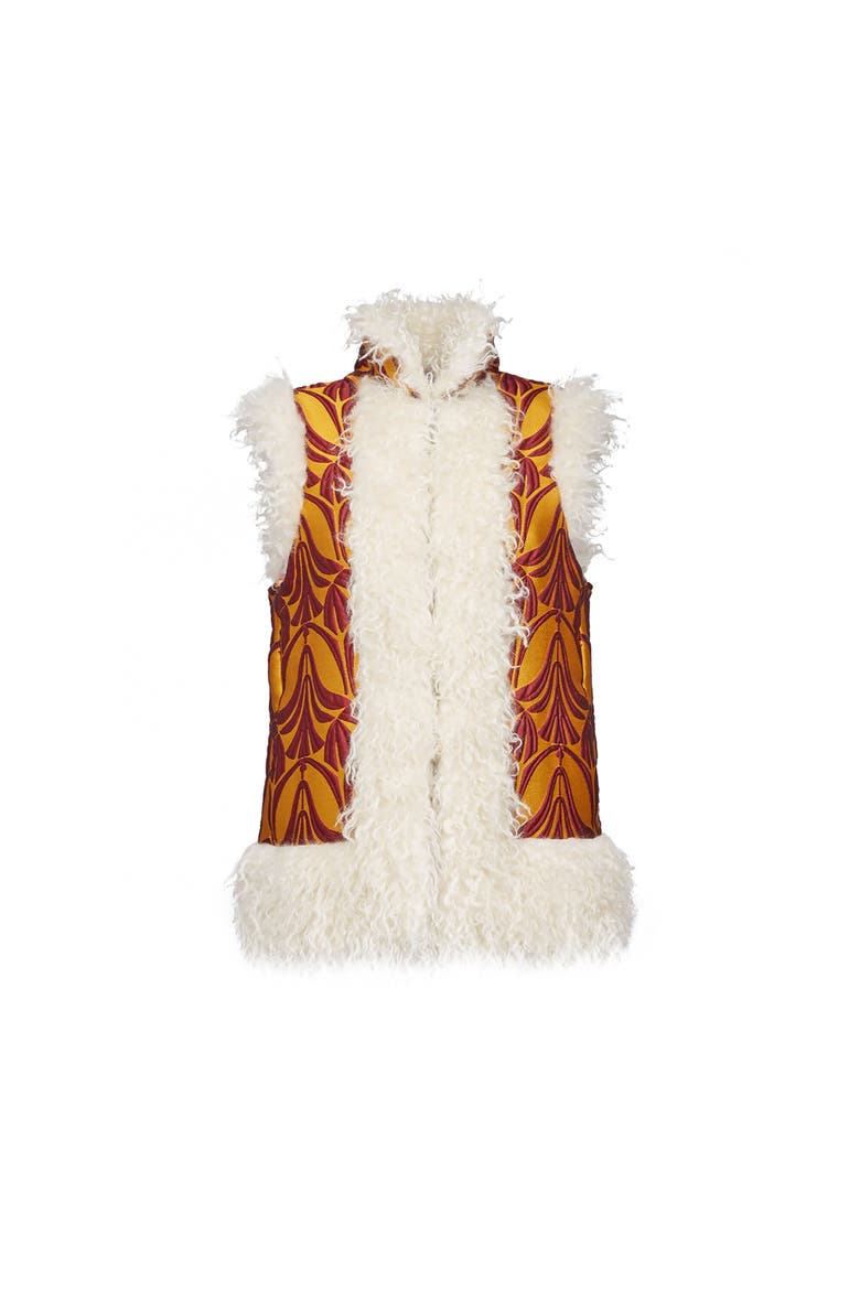 Sleeveless Folk Jacket, Alternate, color, Jacquard Papyrus Gold