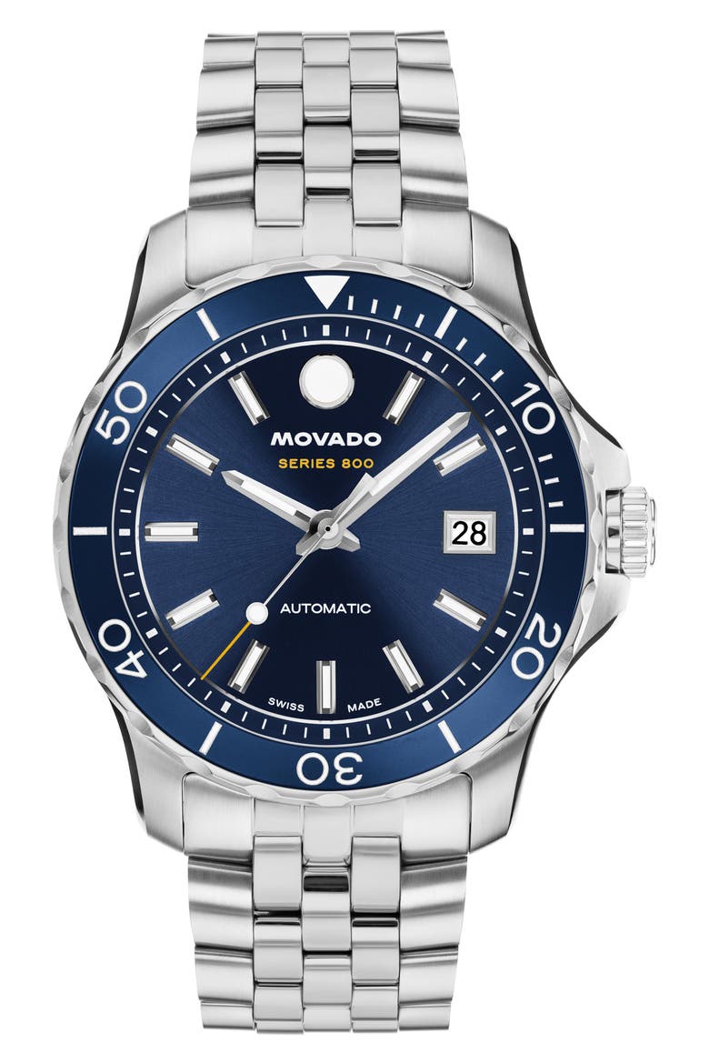 Series 800 Automatic Bracelet Watch, 40mm, Main, color, BLUE