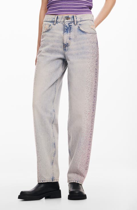 Cara Rhinestone Straight Leg Jeans