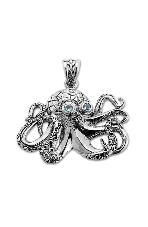 Blue Topaz Octopus Pendant