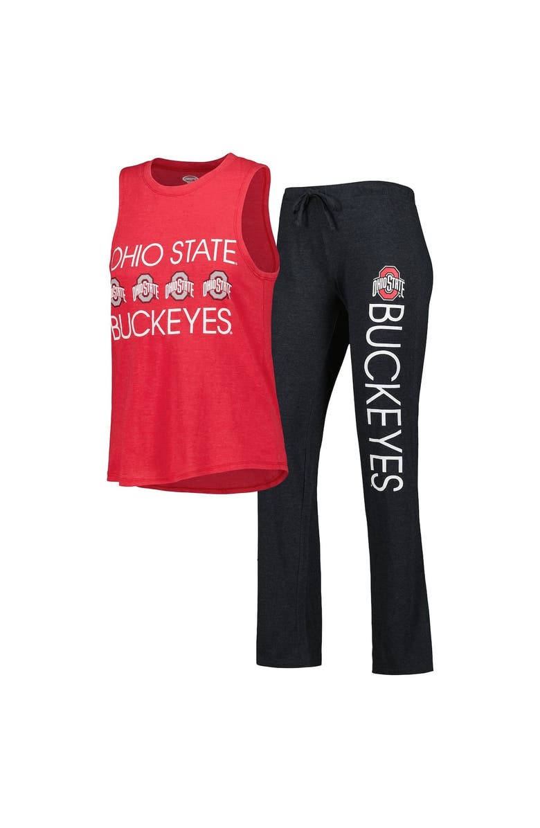 CONCEPTS SPORT Women's Concepts Sport Black/Scarlet Ohio State Buckeyes Team Tank Top & Pants Sleep Set, Main, color, 