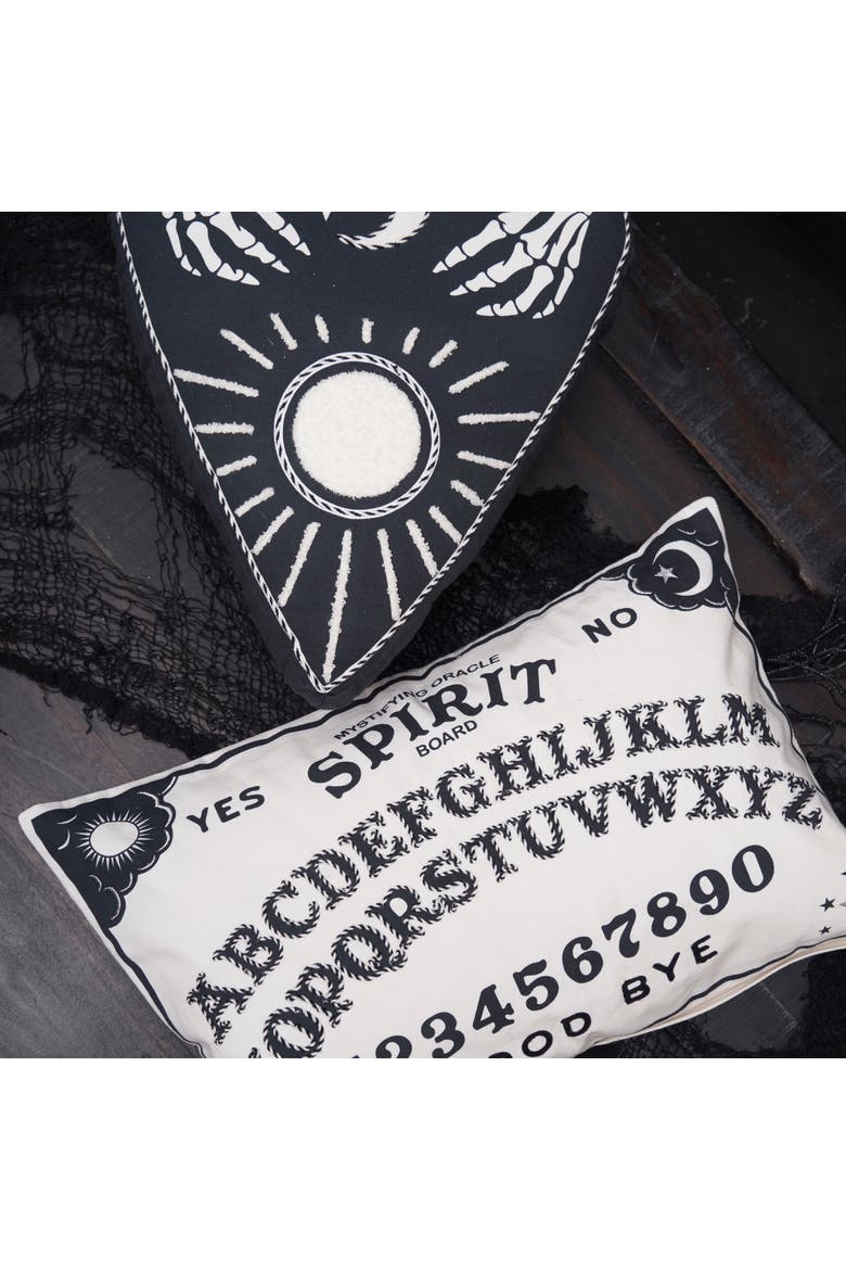 Mystical Planchette Heart Shaped Cotton Blend Halloween Accent Pillow 14" x 16", Alternate, color, Black