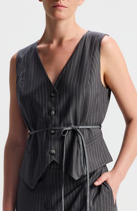 Rachel Striped Belted Vest