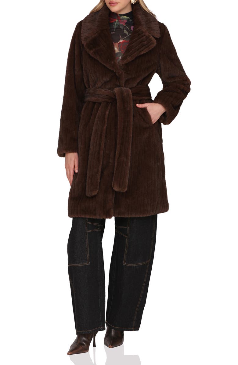 Avec Les Filles Faux Fur Belted Coat, Alternate, color, Mink