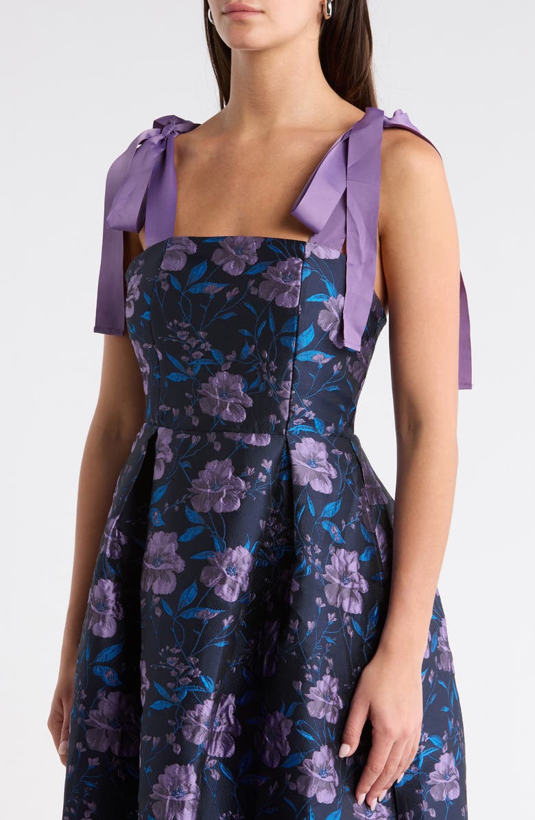 SUGARLIPS Willa Floral Dina Pleated Midi Dress, Alternate, color, Navy-Multi