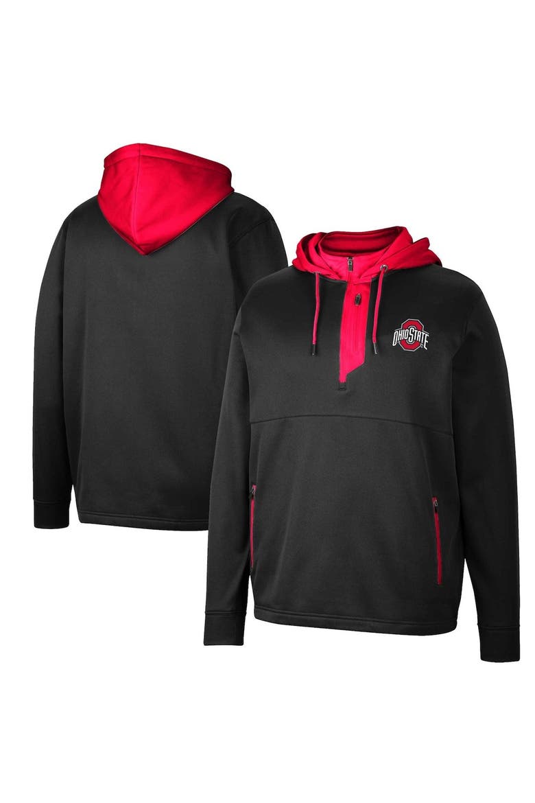 Men's Colosseum Black Ohio State Buckeyes Luge 3.0 Quarter-Zip Hoodie, Main, color, Black