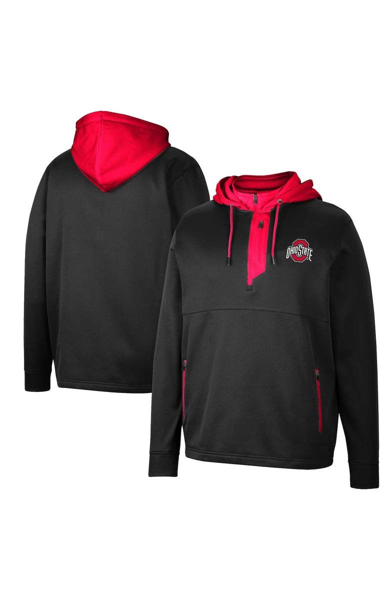 COLOSSEUM Men's Colosseum Black Ohio State Buckeyes Luge 3.0 Quarter-Zip Hoodie, Main, color, Black