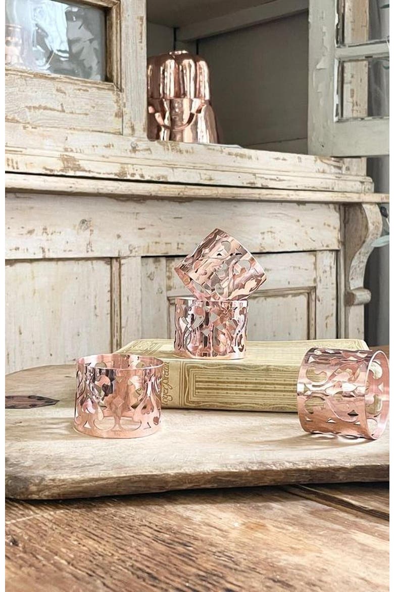 Vintage Inspired Copper Napkin Rings - Set of 4, Alternate, color, Copper