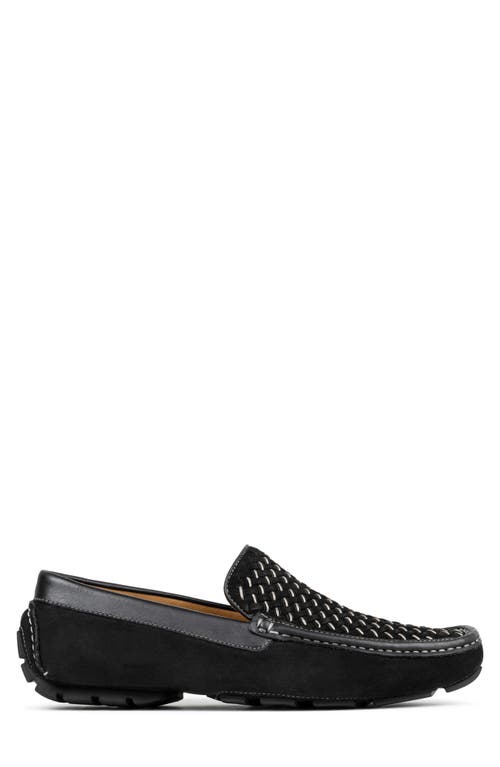 Donald Pliner Damiano Woven Moc Toe Loafer In Black/black