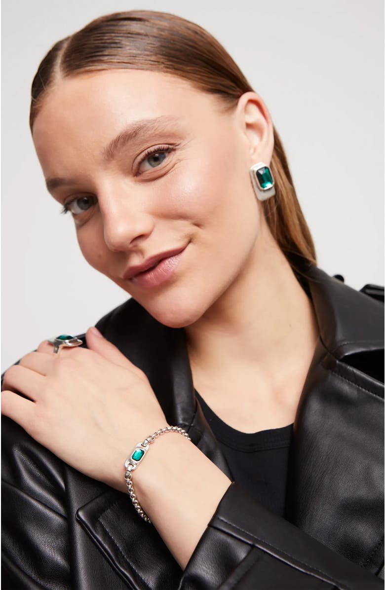 UNODE50 Turquoise Crystal Link Bracelet, Alternate, color, Silver