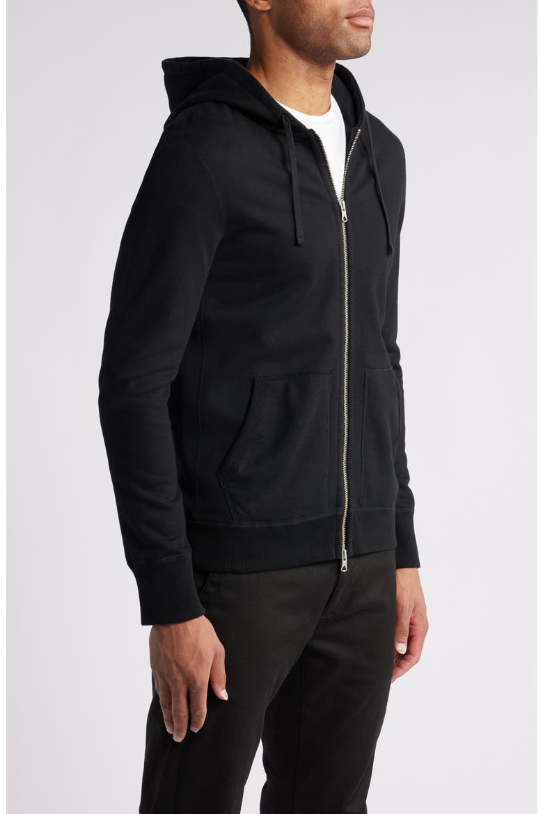 Midweight Terry Slim Zip Hoodie, Alternate, color, BLACK