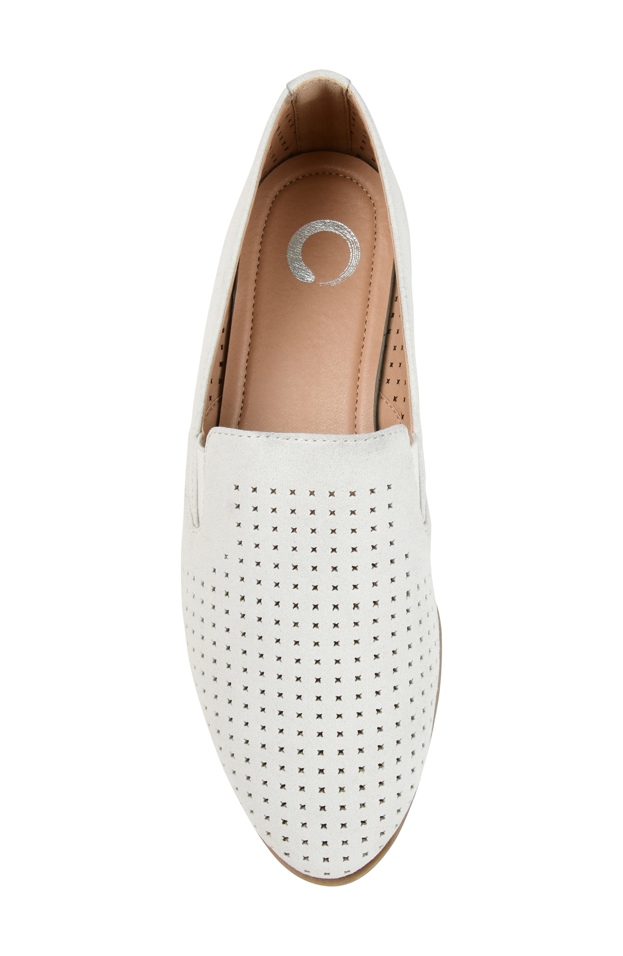 Lucie Perforated Flat Loafer - Wide Width Available, Alternate, color, WHITE