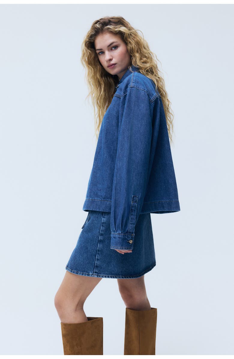 H&M Denim Popover Shirt, Alternate, color, Denim Blue