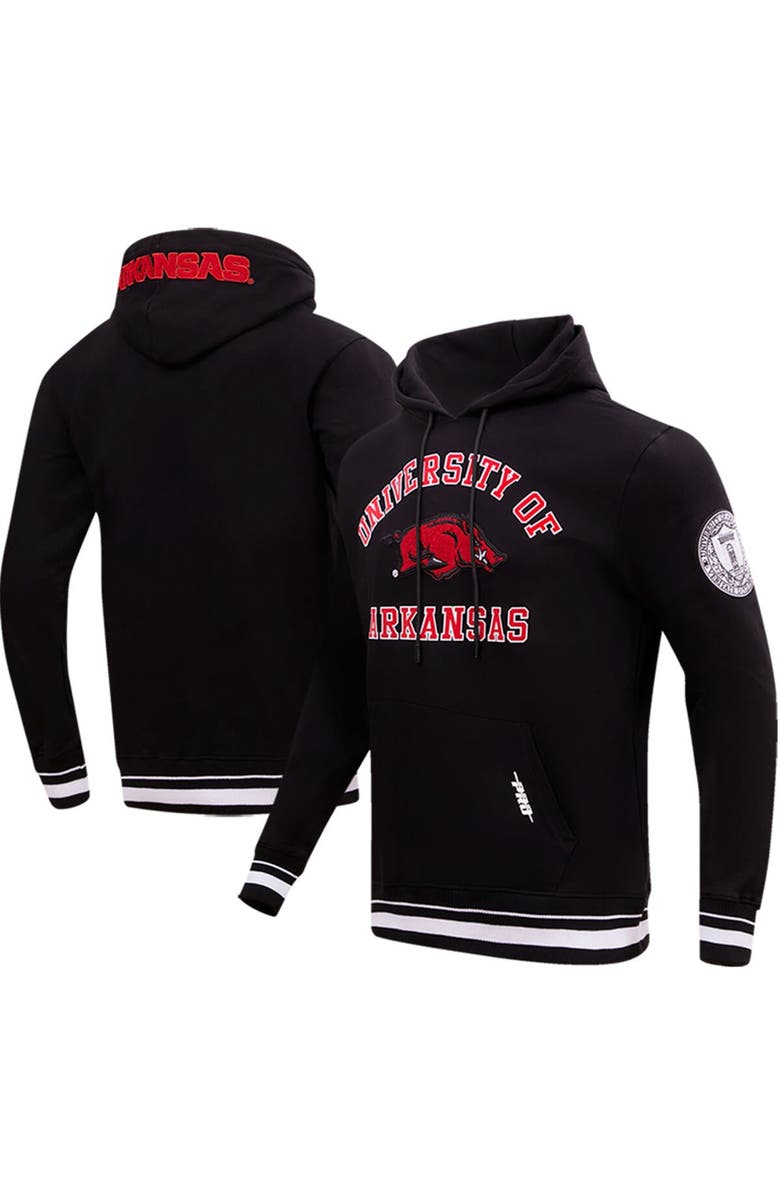PRO STANDARD Men's Pro Standard Black Arkansas Razorbacks Classic Stacked Logo Pullover Hoodie, Main, color, 
