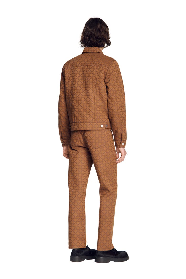 Square Cross denim jacket, Alternate, color, Tobacco brown