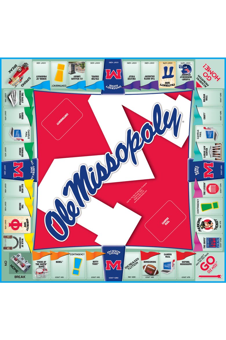 University of Mississippi Ole Missopoly Monopoly Board Game, Alternate, color, Multicolored
