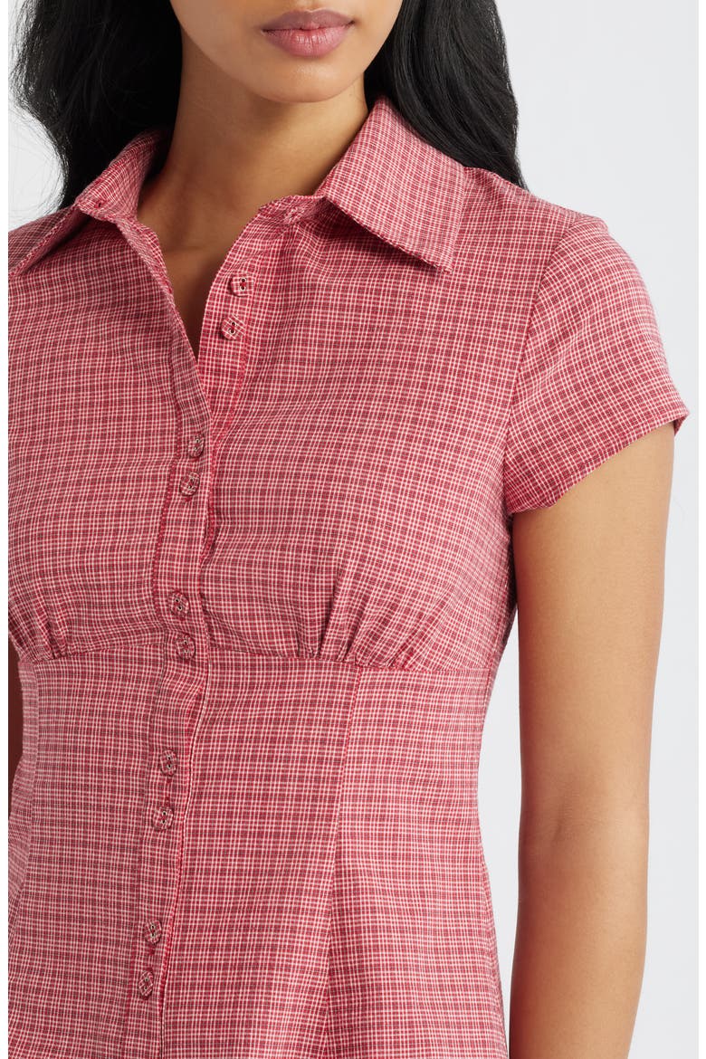 Cottesloe Check Print Button-Up Top, Alternate, color, RED CHECK