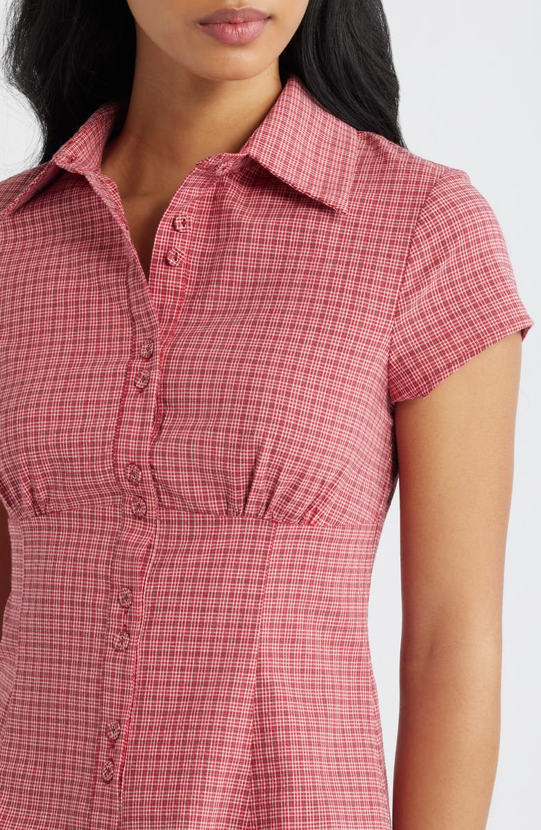 Princess Polly Cottesloe Check Print Button-Up Top, Alternate, color, 