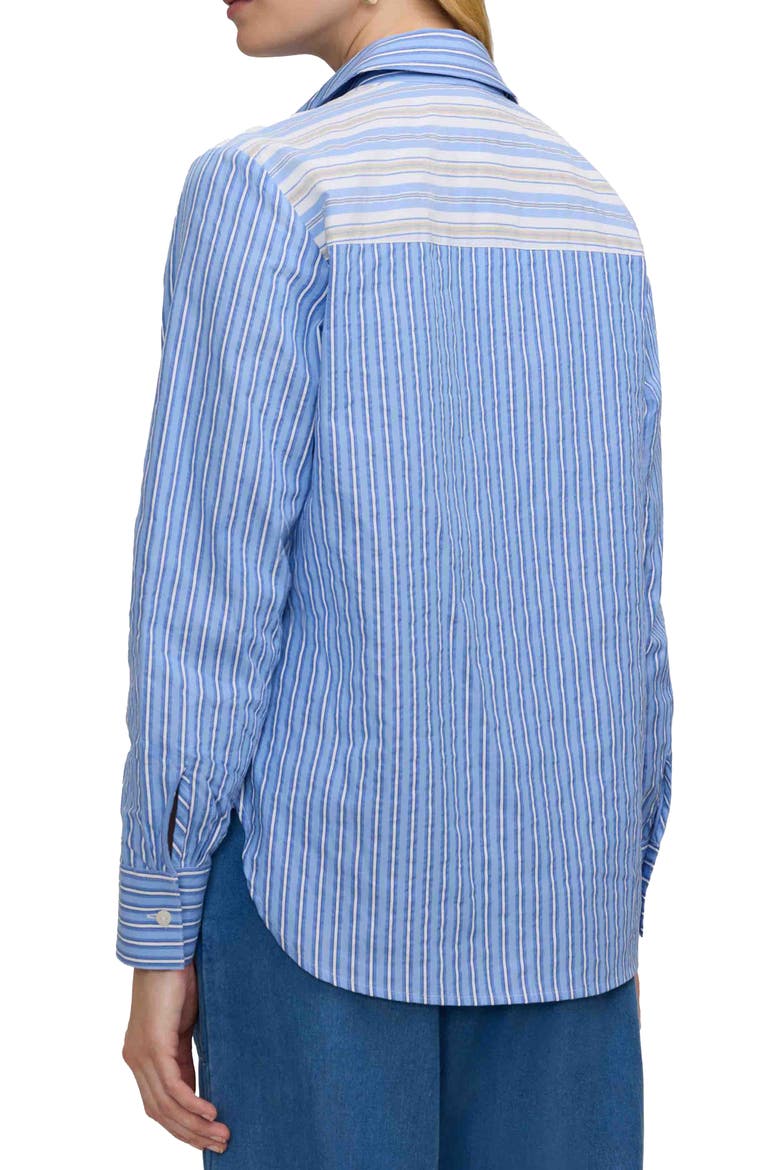 Meghan Mix Stripe Seersucker Button-Up Top, Alternate, color, BLUE/ MULTI