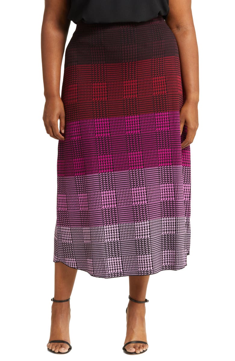 Marina Rinaldi x Mary Katranzou Check Jacquard Piqué Sweater Skirt, Main, color, 