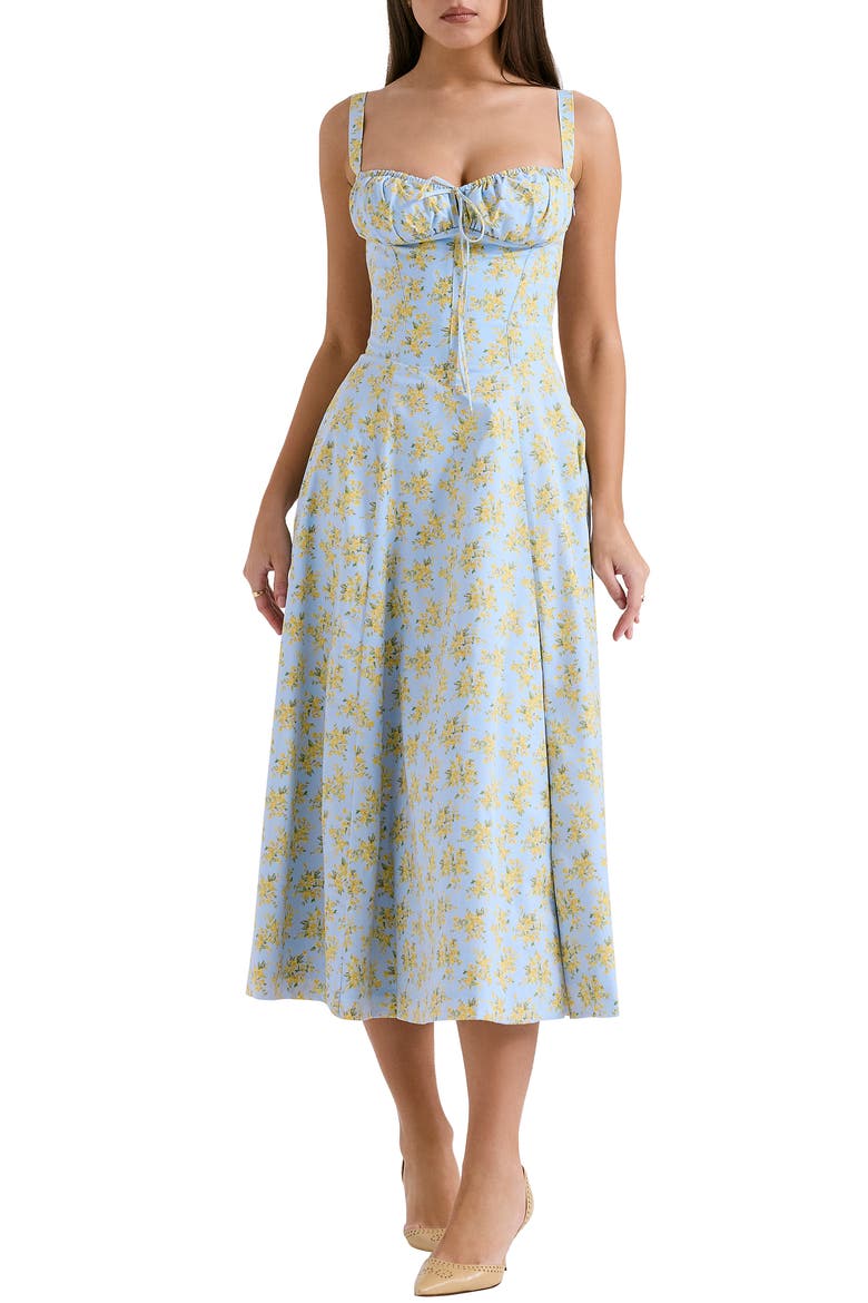 Carmen Bustier Sundress, Main, color, PRINT LIGHT BLUE