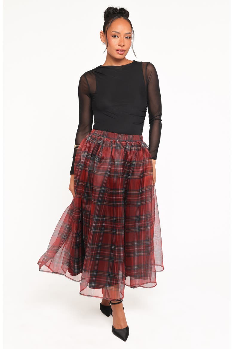 Bonita Plaid A-Line Midi Skirt, Alternate, color, RED PLAID