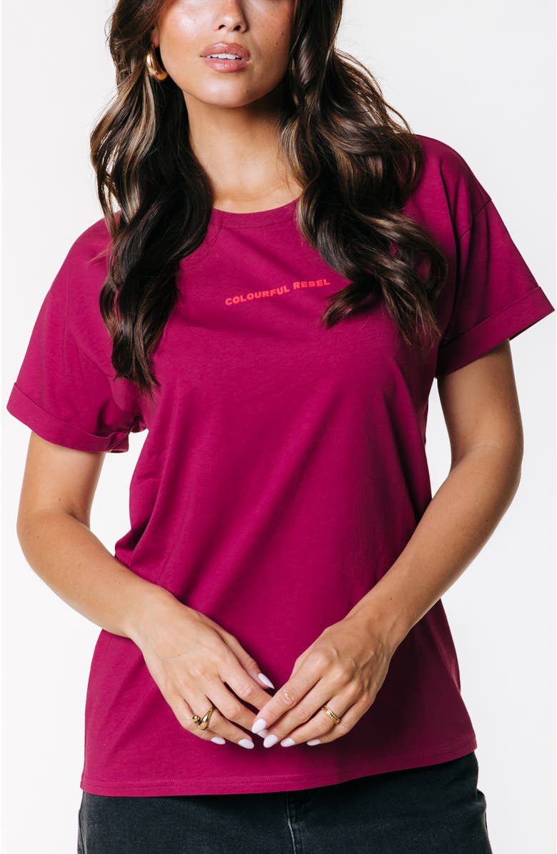 Colourful Rebel Uni Logo Boxy Tee, Main, color, Dark Red