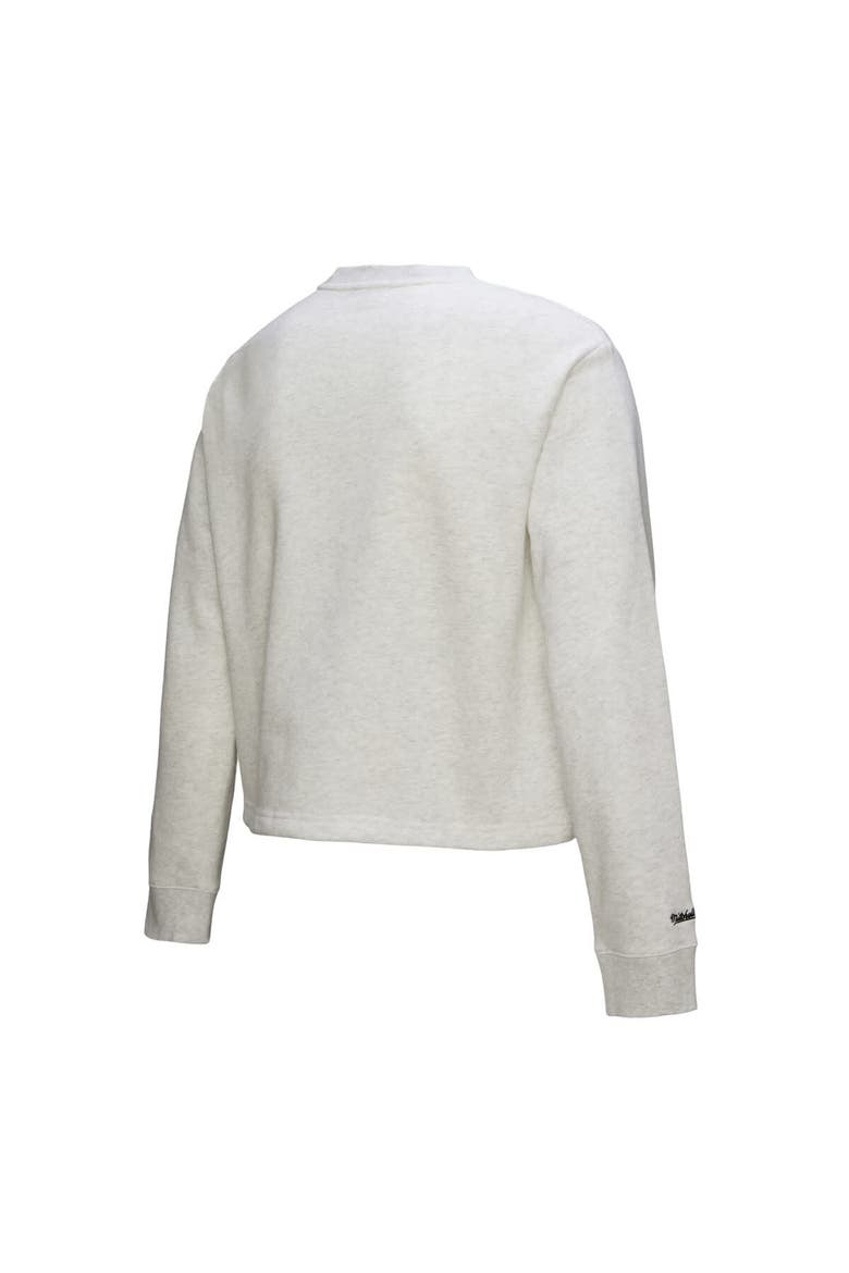 Women's Mitchell & Ness Heather Gray Los Angeles Dodgers Cropped Toggle Pullover Sweatshirt, Alternate, color, Heather Gray