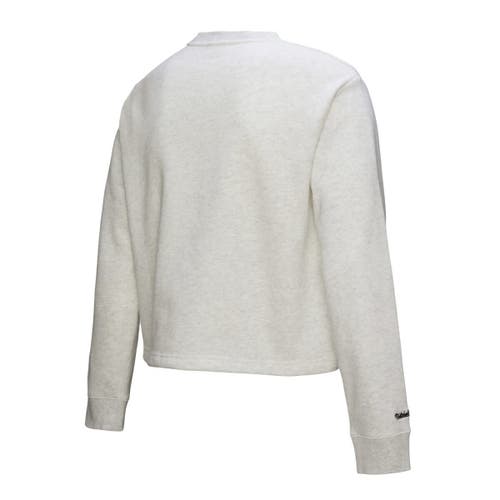 Mitchell & Ness Heather Gray Los Angeles Dodgers Cropped Toggle Pullover Sweatshirt