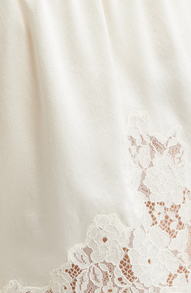 DÔEN Iona Lace Trim Silk Satin Shorts, Alternate, color, Sea Salt